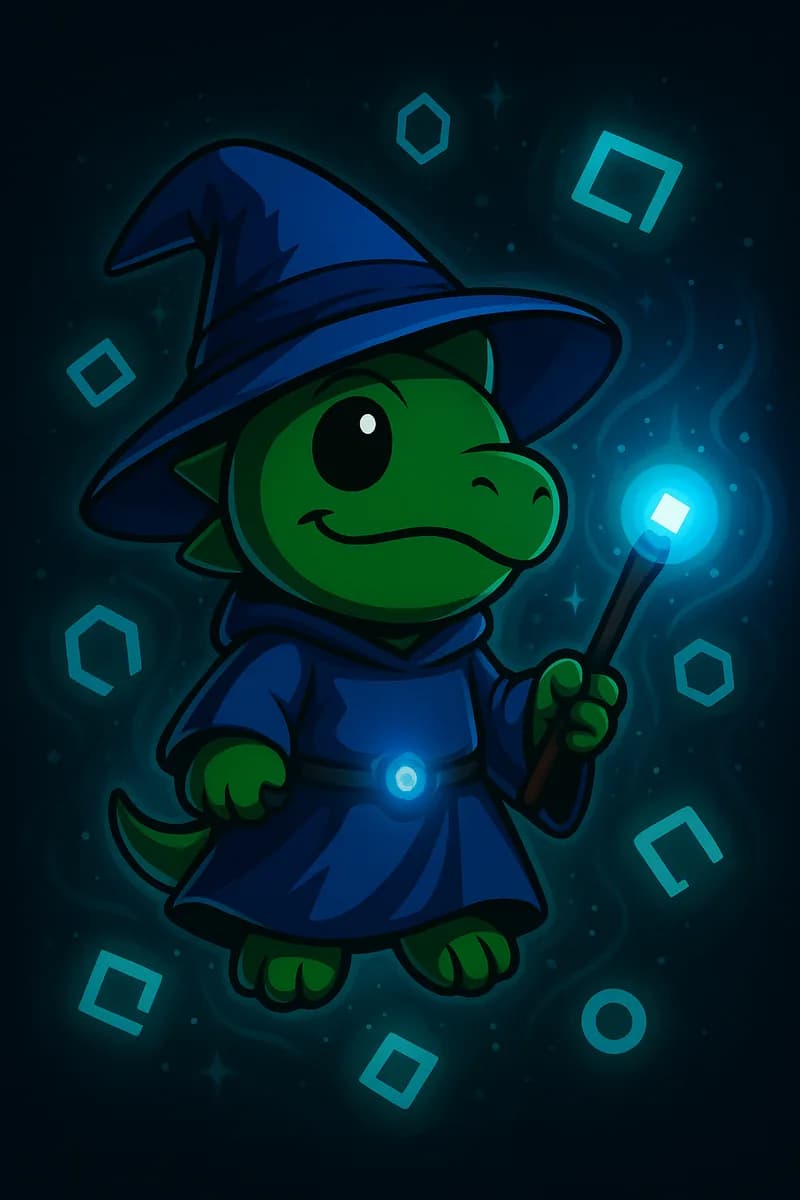 TIMI as a glowing wizard
